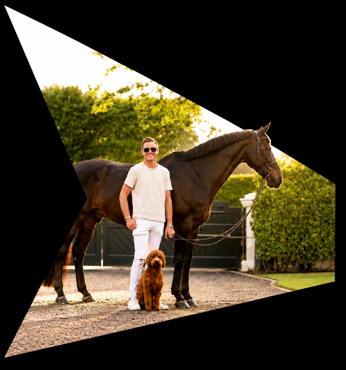 Nick Lindland with horse and dog